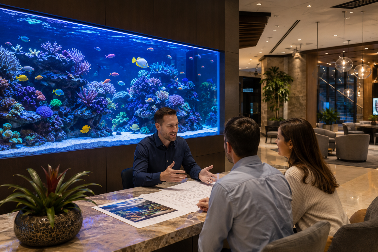 Aquarium showroom interior